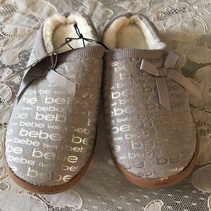 Bebe Girls sz L 2/3 Gray & Silver Slippers